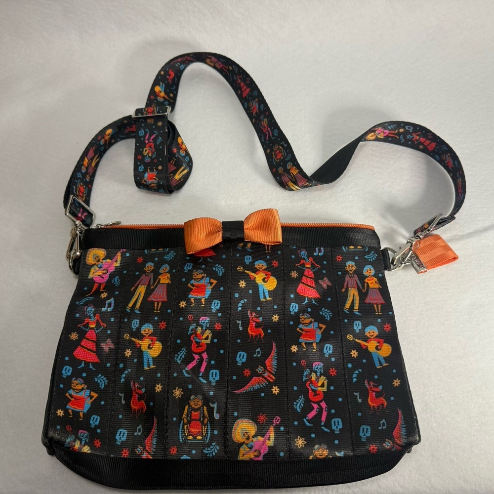 Harvey x Disney Coco Bow Dia de Los Muertos Crossbody Purse Adjustable Strap Bag